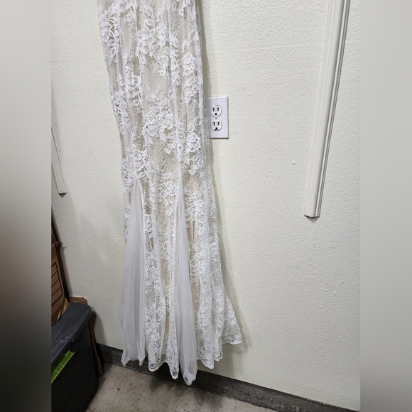 Lulus Immaculate Grace White and Beige Lace Mermaid Maxi Dress Wedding Party - Picture 7 of 10